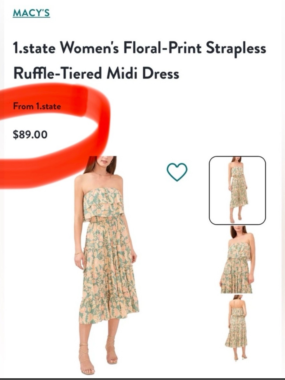 1. State  Floral-Print Strapless Ruffle-Tiered Midi Dress - Picture 10 of 13